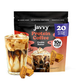 Javvy frente del empaque Cookie Butter mostrando porciones y marca