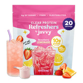 Javvy envase frontal Strawberry Lemonade mostrando formato y marca