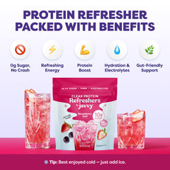 Javvy cuchara medidora con porción que ilustra 10 g de proteína por servicio