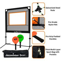 Jazzminton primer plano del birdie con Dynamic Brake que ofrece rallies controlados