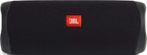 JBL Flip 5 frontal negro mostrando diseño compacto y sonido potente