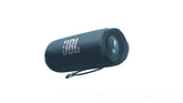 JBL Flip 6 frontal azul mostrando rejilla y controles con sonido potente