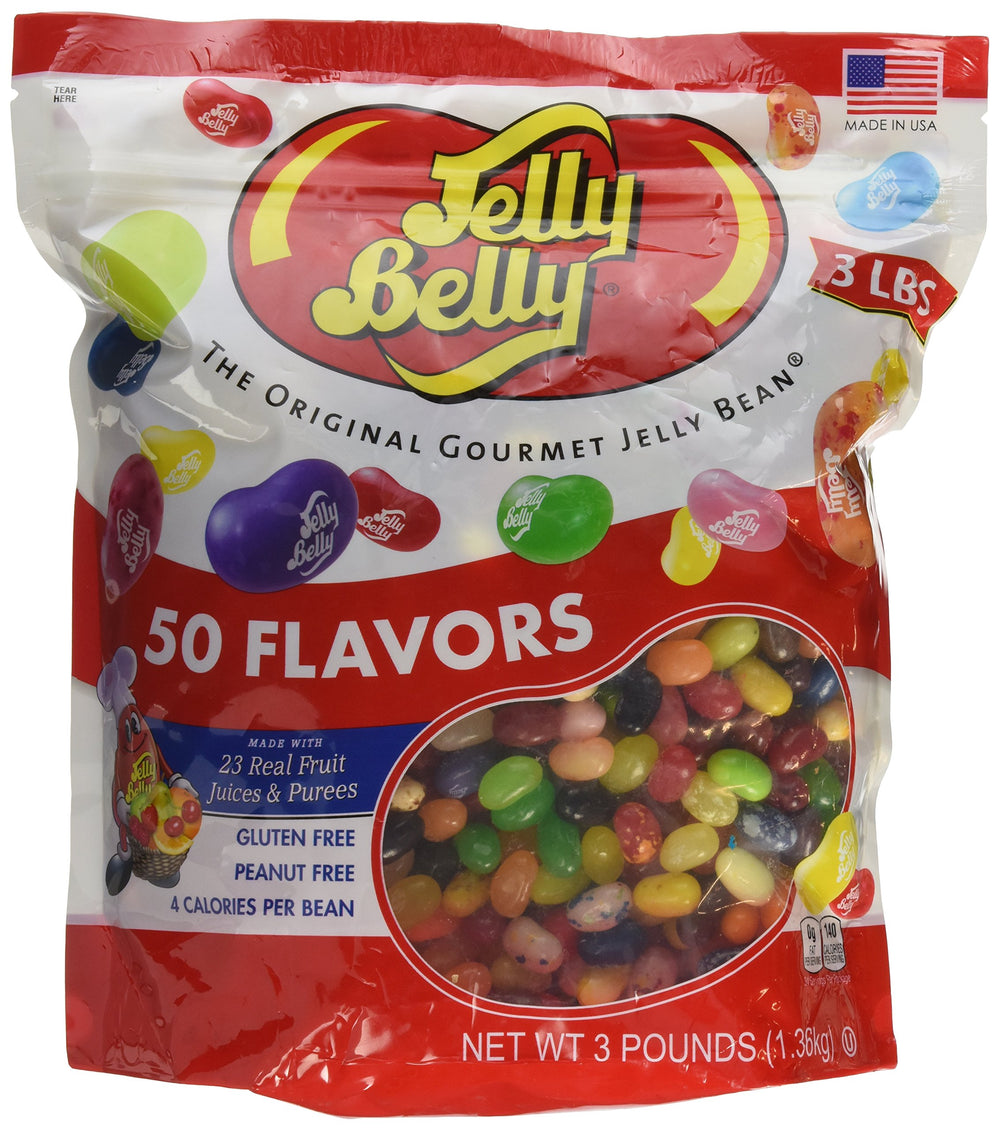 Jelly Belly bolsa frontal mostrando colores variados y fácil servicio