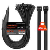JIANYANG paquete frontal de bridas 24" mostrando cantidad y color negro, resistencia fiable