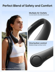 JISULIFE persona colocándose el ventilador, manos libres y práctico