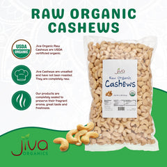 Jiva Organics anacardos en taza medidora listos para recetas y leches