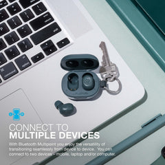 JLab JBuds Mini detalle del acabado y botones táctiles para control fácil