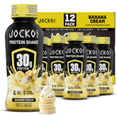 Jocko Mölk vista frontal del envase mostrando el sabor Banana Cream y conveniencia