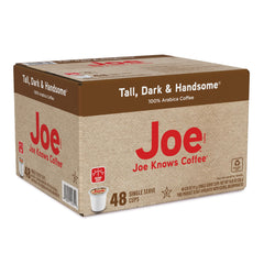 Joe Knows Coffee cápsula primer plano que muestra sello reciclable y facilidad de uso