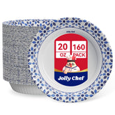 JOLLY CHEF frente del paquete mostrando 160 tazones, ventaja ahorro