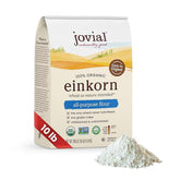 Jovial paquete frontal de einkorn 10 lb mostrando producto orgánico