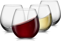 JoyJolt copas sin tallo frente del set de 4, aspecto elegante y estable