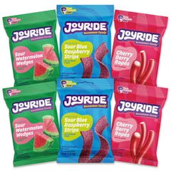 JOYRIDE pack delantero mostrando las seis variedades y conveniencia