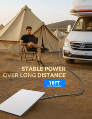 JOYROOM adaptador alimentando Starlink Mini dentro de una autocaravana en ruta