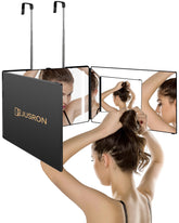 JUSRON vista frontal del espejo tríptico mostrando ángulos completos y facilidad