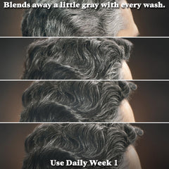 Just for Men Control GX aplicado en cabello mojado, reduce canas gradualmente