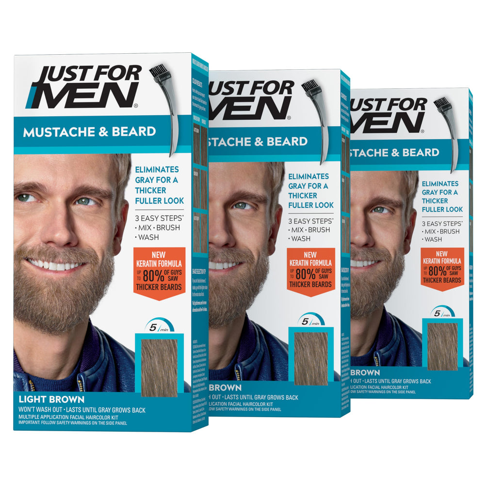 Just For Men envase frontal M-25 mostrando diseño y tono marrón claro para confianza