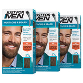 Just For Men paquete frontal M-40 mostrando tono medium-dark brown y beneficios