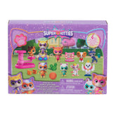Just Play envase frontal del set SuperKitties mostrando las 15 piezas y beneficios de juego