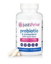 Just Thrive envase frontal mostrando etiqueta y beneficios visibles