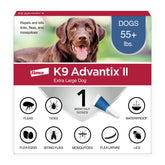 K9 Advantix empaque frontal mostrando dosis y protección