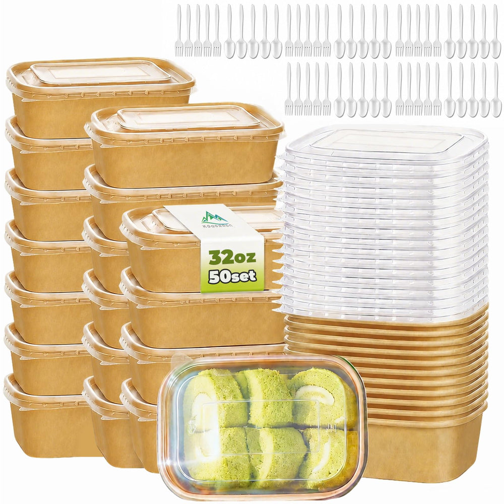 Kaderron paquete frontal con 50 cuencos y tapas, ideal para eventos