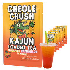 KaJun LOADED TEA frente del paquete mostrando sabor Creole Crush y conveniencia