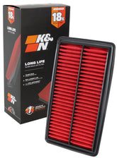 K&N filtro KNA-5041 vista frontal con empaque claro y durabilidad