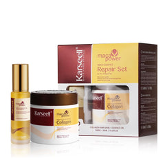 Karseell pack frontal mostrando mascarilla y aceite para reparación rápida