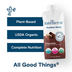 KATE FARMS textura cremosa del batido chocolate destacando apetitosidad
