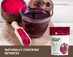 Batido rosa preparado con polvo de remolacha Kate Naturals que aporta color y nutrientes