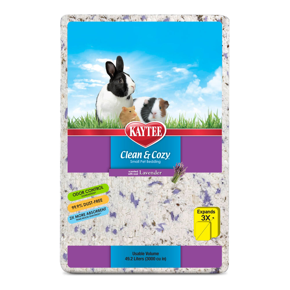 Kaytee embalaje frontal lavanda mostrando volumen y beneficios
