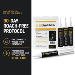 KB Roach Bait Gel syringe close-up showing applicator tip for precise placement