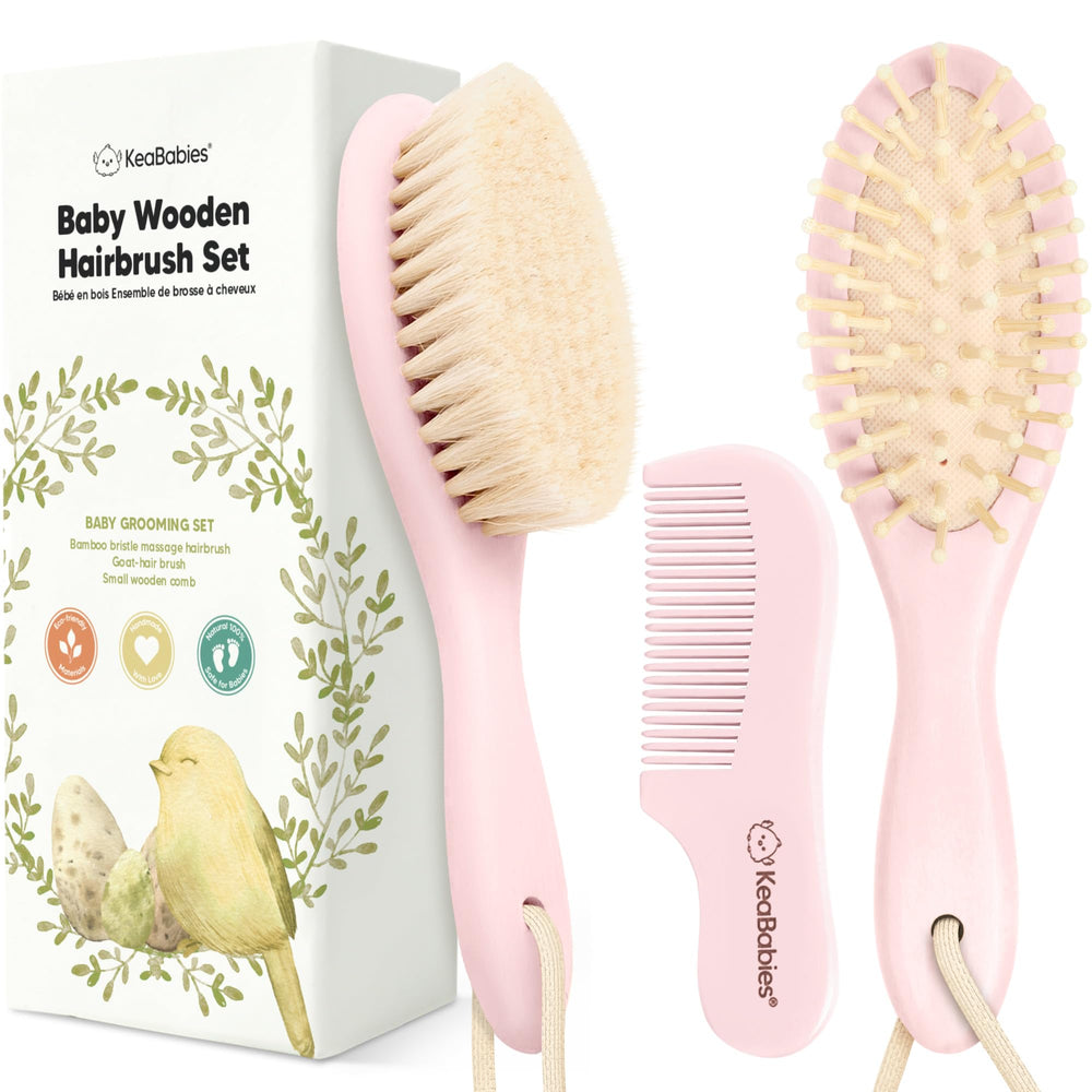 KeaBabies cepillo frontal blush mostrando forma ergonómica y acabado suave