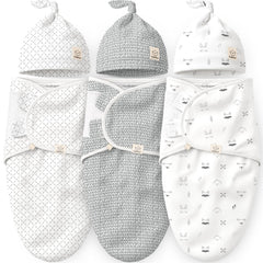 KeaBabies front packaging showing three-piece swaddle set and hat - convenient gifting