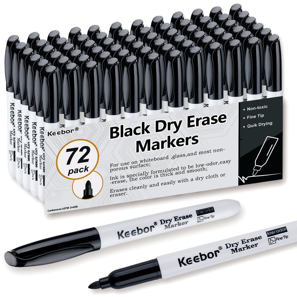 Keebor frontal pack 72 marcadores negro muestra ahorro y disponibilidad