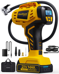 KeenPower vista frontal del inflador con diseño compacto y práctico