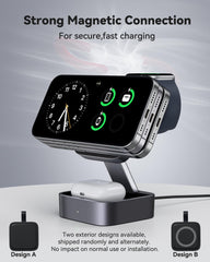KEEPRO cargando simultáneamente iPhone, Apple Watch y AirPods demostrando conveniencia
