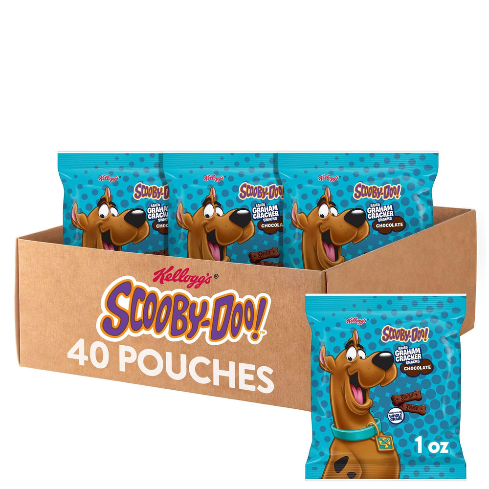 Kellogg's paquete frontal mostrando diseño Scooby-Doo y beneficio práctico