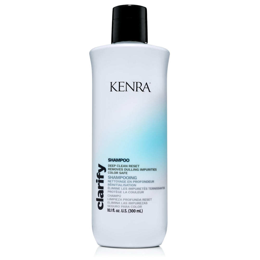 Kenra Clarify frente del empaque mostrando el diseño y beneficio de limpieza profunda