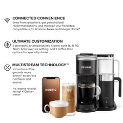 Keurig K-Café SMART frother close-up demonstrating hot and cold frothing for creamy milk texture