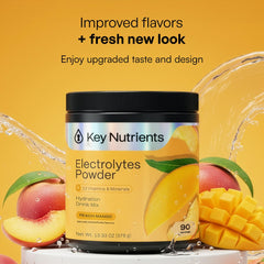 KEY NUTRIENTS polvo textura en primer plano, muestra fácil disolución y mezcla rápida