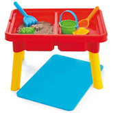 Kidoozie front view showing sandbox and water well for contained play