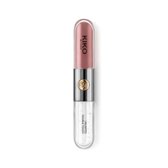 Kiko Milano aplicación en labios con acabado brillante y color duradero como beneficio