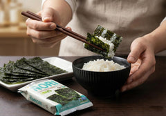 KIMNORI porción en mano para mostrar tamaño y control de raciones