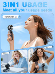 KIMWIND ventilador en mano ilustrando peso ligero y movilidad