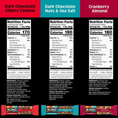 KIND Dark Chocolate Nuts & Sea Salt etiqueta con ingredientes principales