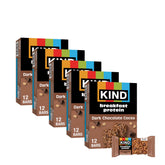 KIND pack frontal de Breakfast Protein Bars cacao oscuro, práctico para llevar