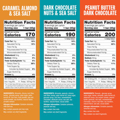 KIND primer plano de textura de frutos secos y chocolate, nutritivo