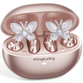 Kinglucky frontal muestra estuche y auriculares, elegante y práctico